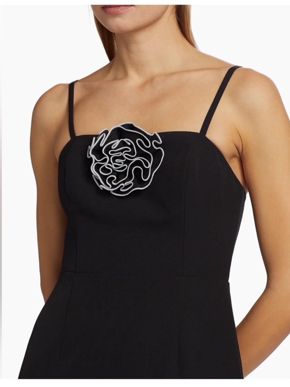 MILLY Allison Rosette Embellished Midi Dress in Black - Picture 7 of 13
